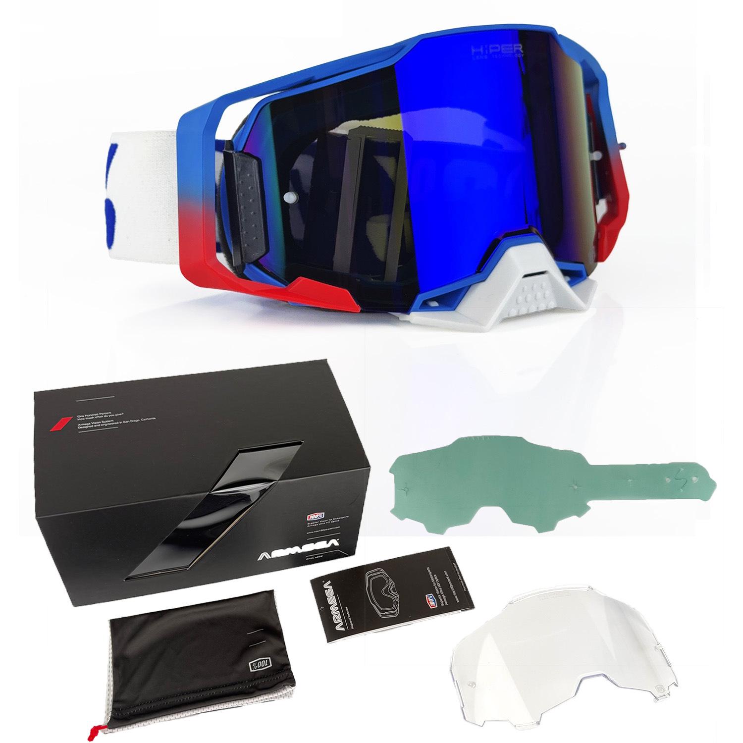 100% Quick Release Windproof Off-Road Motorcycle Goggles for Outdoor, Skiing, and Cycling