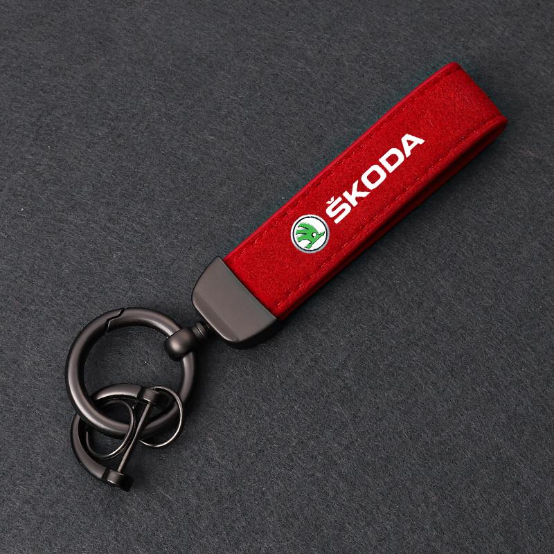Suede Leather Car Styling Keychain Key Chain Key Rings For Skoda Octavia 2 3 Superb Rapid Kodiaq Fabia Roomster Auto Accessories dnhr35