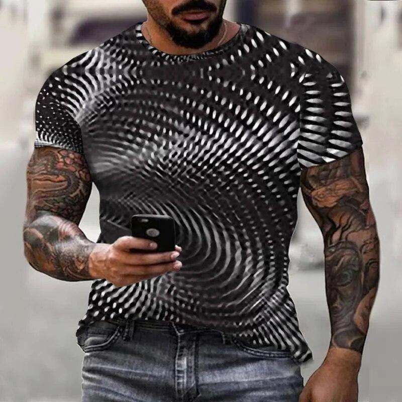 Colorful Swirl Abstract 3D Printing Men's T-Shirt Short Sleeve Streetwear Fashion Casual Sports Oversized