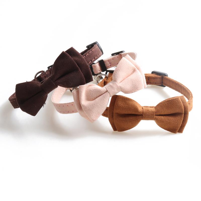 New Pet Dog Collar Solid Color Macaron Suede with Bow for Cats and Dogs  Dog Accessories for Small Dogs Dog Harness Dogs Leash