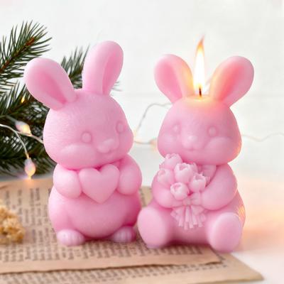 3D Osterhase Silikonform Handgemachte Aroma Kerze Gips Harz Dekoration Formen Cartoon Hase Seife Kerzenherstellung Zubehör