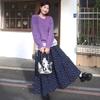 Purple Floral Skirt for Women In Spring and Autumn New Arrival Style Small High-waisted A-line Long Skirt with Sweater Skirt