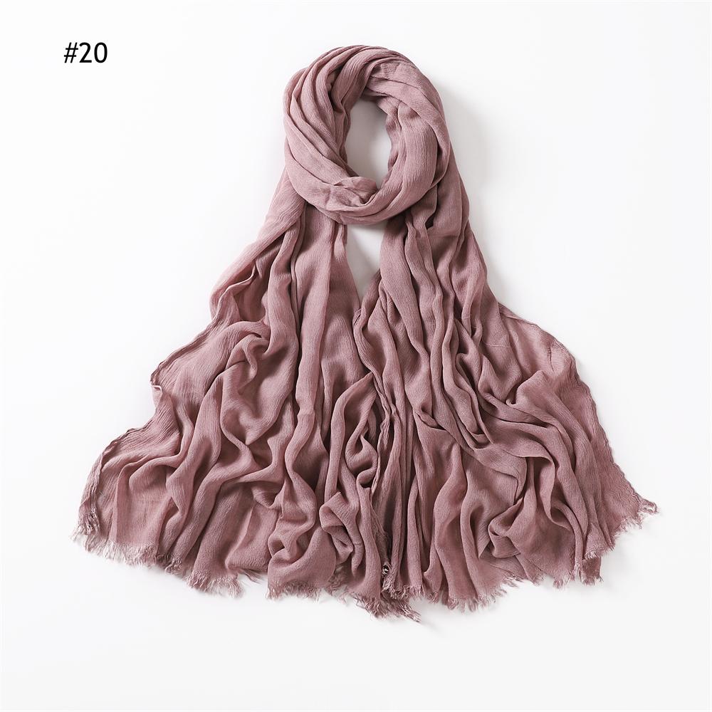 Crinkle Rayon Hijab Women Muslim Scarf Shawls Fringe Solid Headscarf Head Wraps Big Size Plain Islamic Turban Headbands Foulard