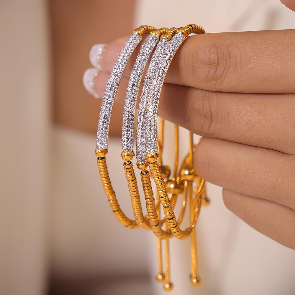 Elegant Women's Titanium Steel Adjustable Abacus Bead Bracelet – Gold-Plated and Non-Fading