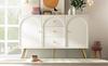 Chest of Drawers with 2 Doors and 3 Drawers, White Chest of Drawers, Adjustable Shelf, for Living Room Bedroom, Cream-White-H84/W140/D40 cm