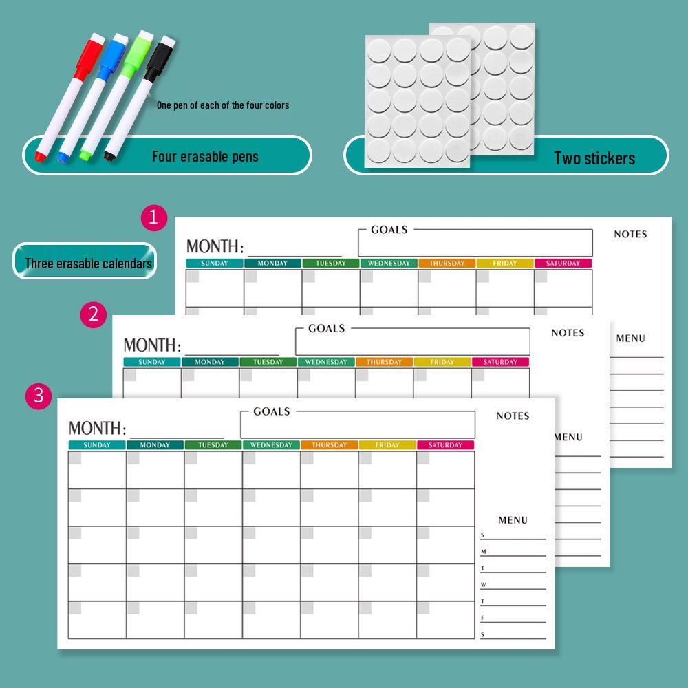 Erasable Wall Calendar Poster: Daily/Weekly/Monthly Planner, Single Sheet, In-Stock.