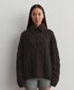 Mohe Cable Half Turtle Neck Button Knit _ Brown