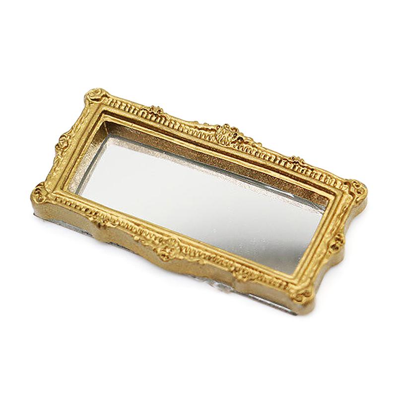 

1:12 Миниатюрное зеркало для кукольного домика, винтажное квадратное резное зеркало, мебель, декоративная игрушка золотой