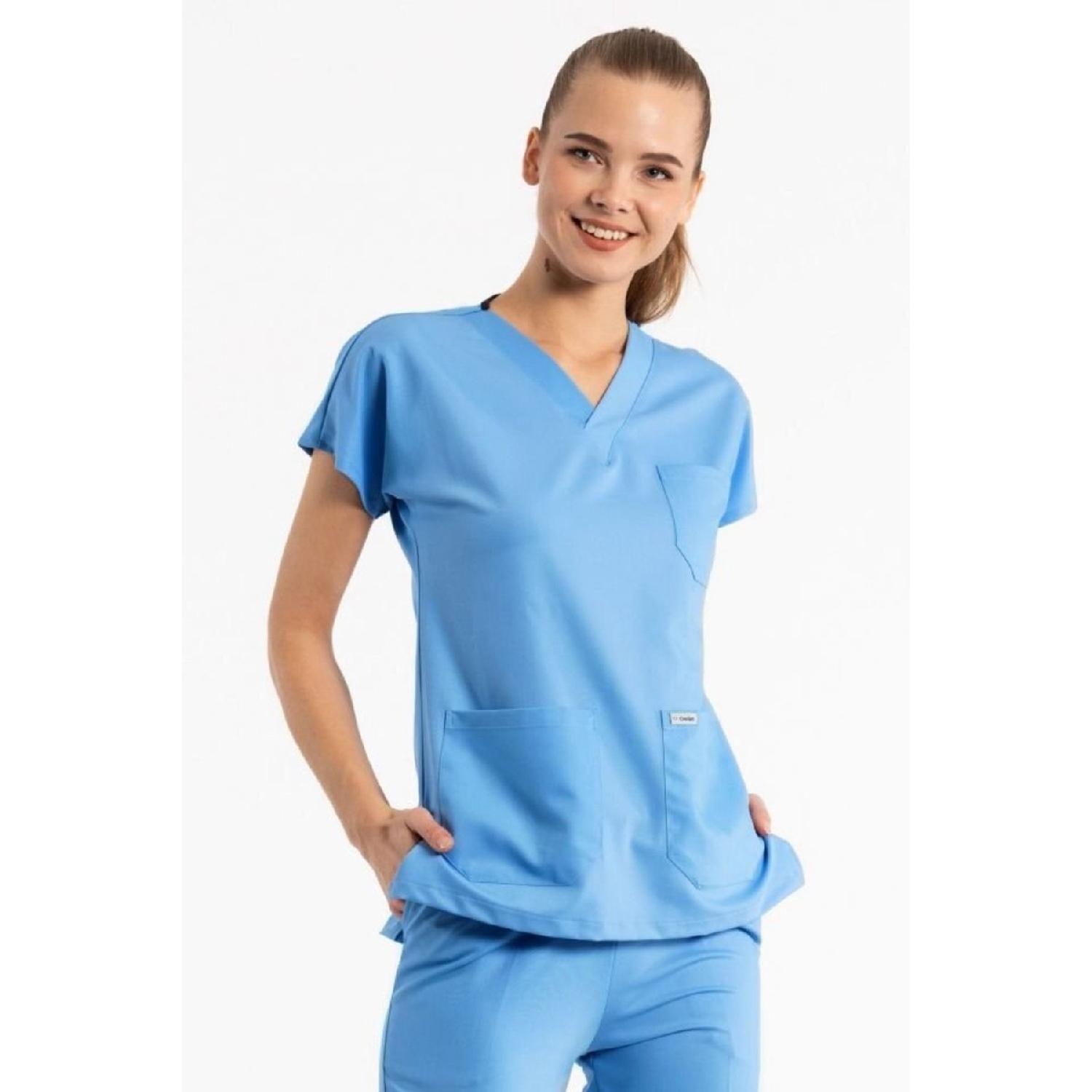 

Sky Blue Lycra Surgical Jersey Top 34 синій