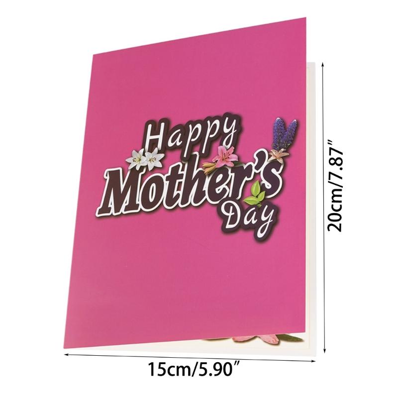 Unique 3D Flower Card Mother’s Day 3D Blessing Card DIY Blessing Message Unique Decoration for Holiday Special Day