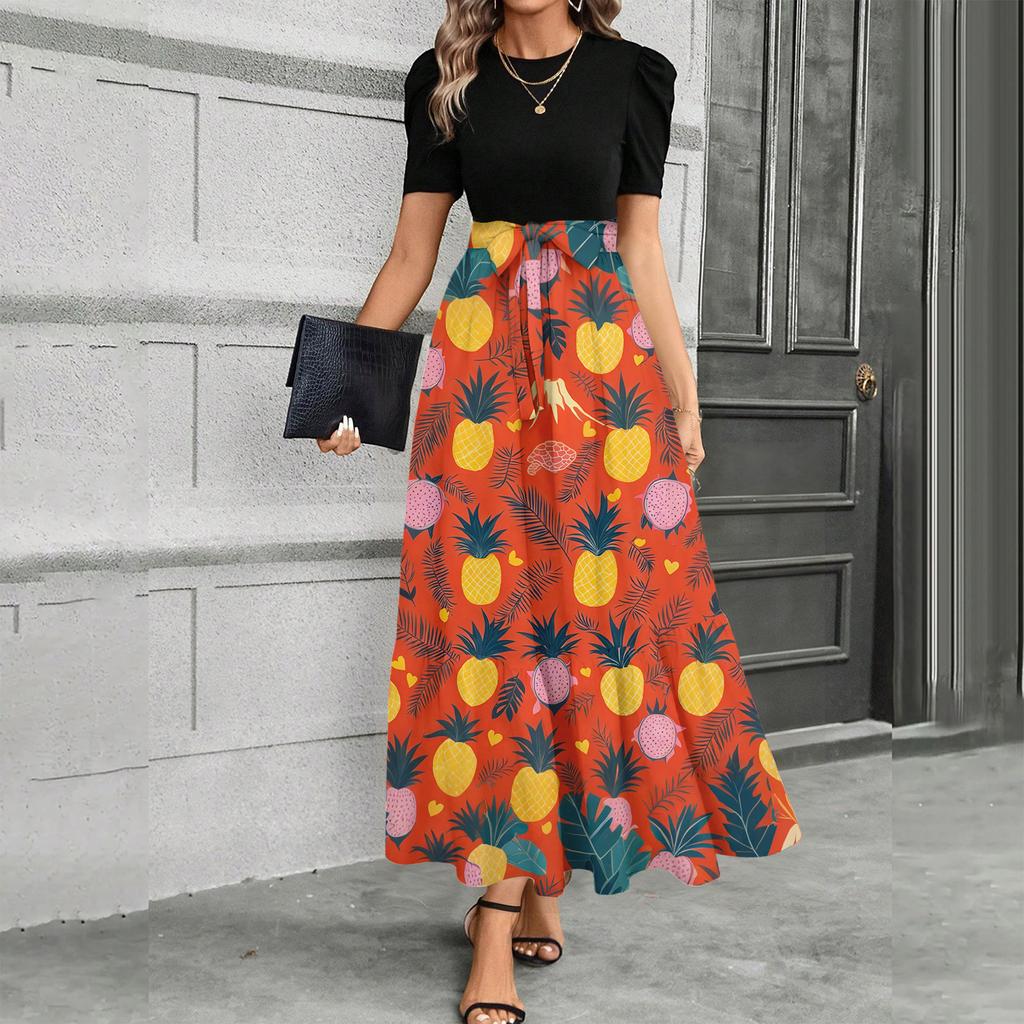 Short Sleeve Women's Dress Casual Flowy A-Line Midi Tshirt Dresses With Pockets Crewneck Vocation Boho Beach Sundress