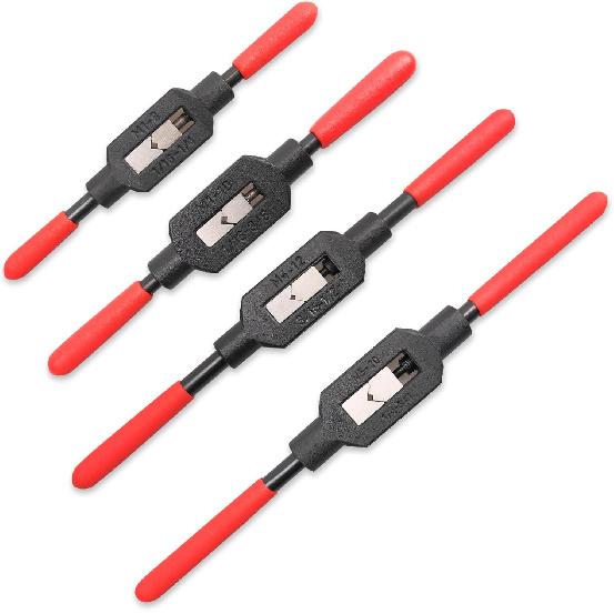 4 Pcs Adjustable Tap Wrench Screw Tap Holder Reamer Hand Tap Tool with Plastic Dipped Handle Non Slip Tap Tool for Tap Reamer Tap Hand Tool