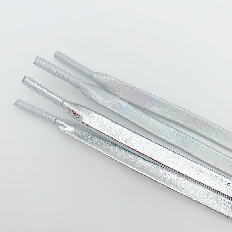 Złote i Srebrne Skórzane Odblaskowe Sznurówki do Butów Air Force i Dad Shoes - Jedna Para