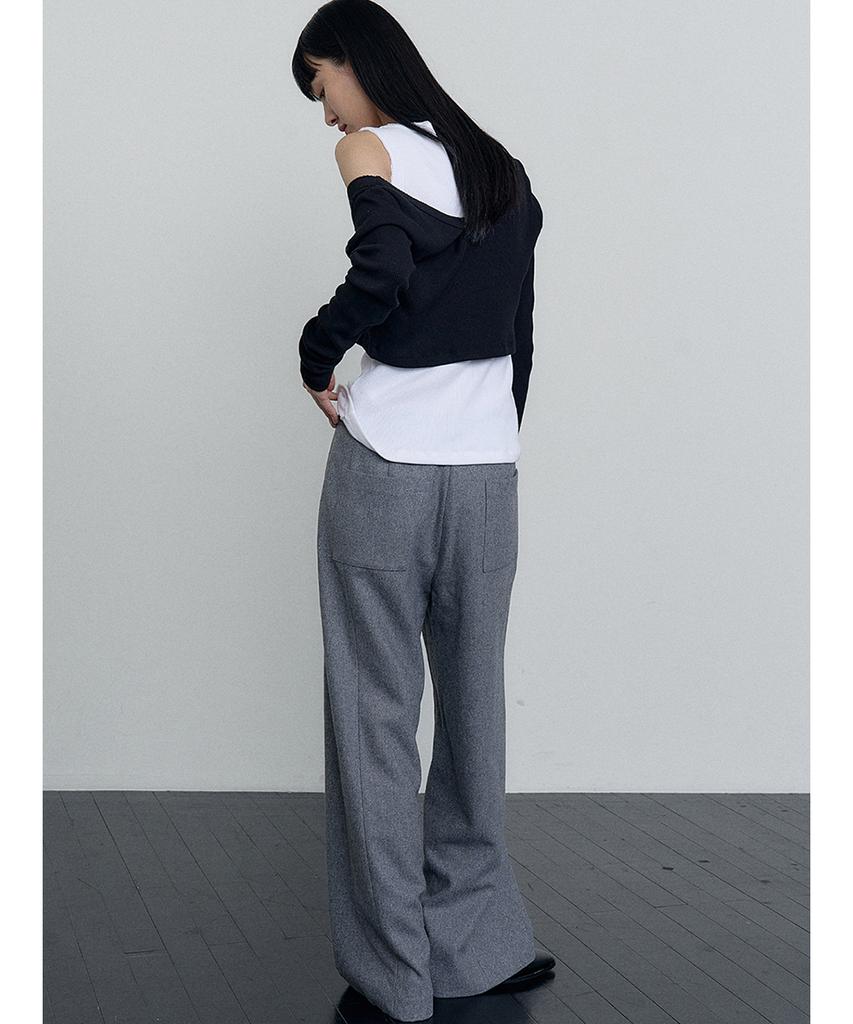 MAKE A TOAST Wool Blend Midrise Pants Grey Mbefpa001Gr