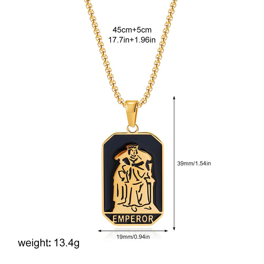 New Design Colorful Enamel Tarot Cards Pendant Necklaces 18K Gold Plated Sun Star Moon Box Chain Choker Jewelry for Women