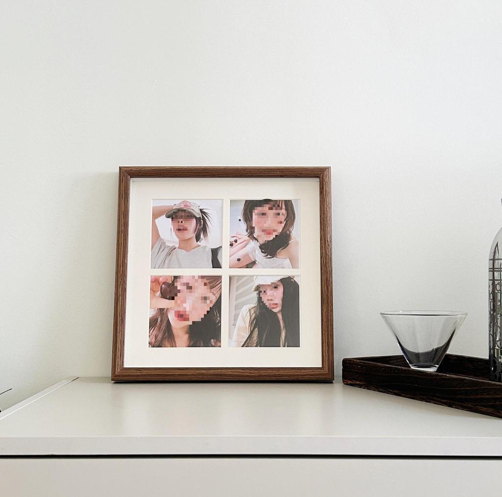Nine-Grid Wooden Photo Frame: Creative Tabletop & Wall Hanging for Wedding Photos & Baby Polaroid Prints