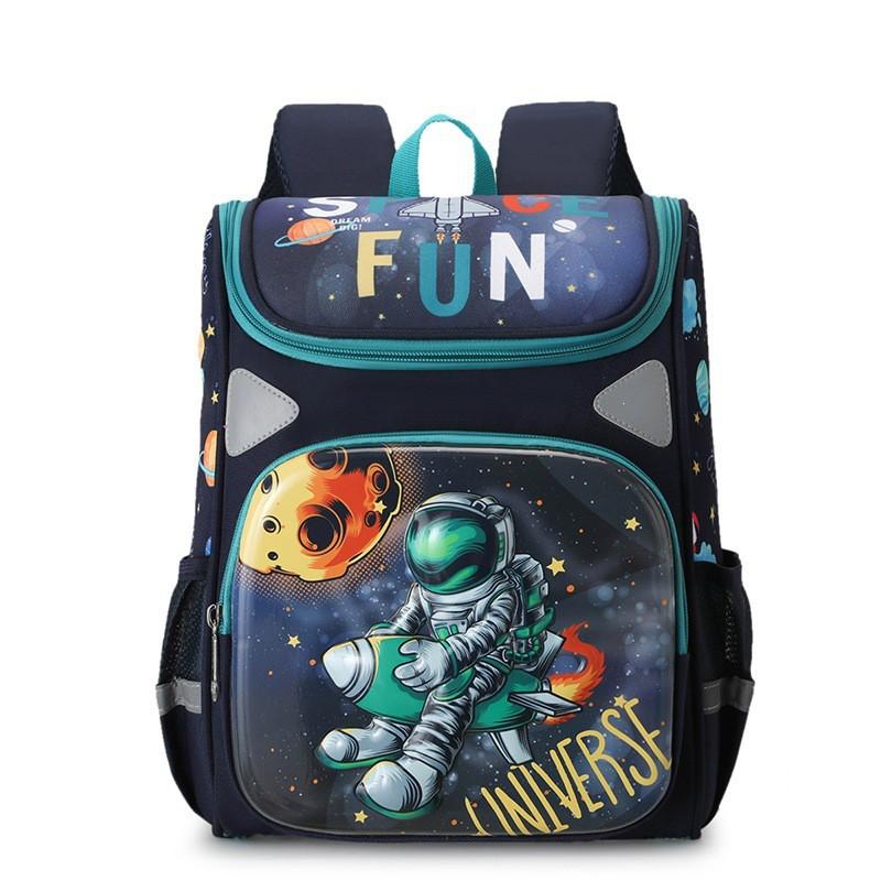 Kids 3D Cartoon Backpack School Lightweight Ergonomic Dual-Shoulder Bag With Reflective Safety Stripes Nylon Grades 1-2
