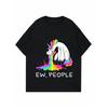 Unicorn T Shirt Black Rainbow Unicorn Vomiting Graphic Ew People Print Casual Summer Top Women Fashion Trendy Tee For Daily Wear Party Outing