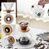 Pokaro Tea Coffee Paper Filter with Bamboo Cup Handmade Drip Coffee Coffee Present Dripper, Heat-Resistant Glass, Compatible, Stand, 1-4 Capacity,