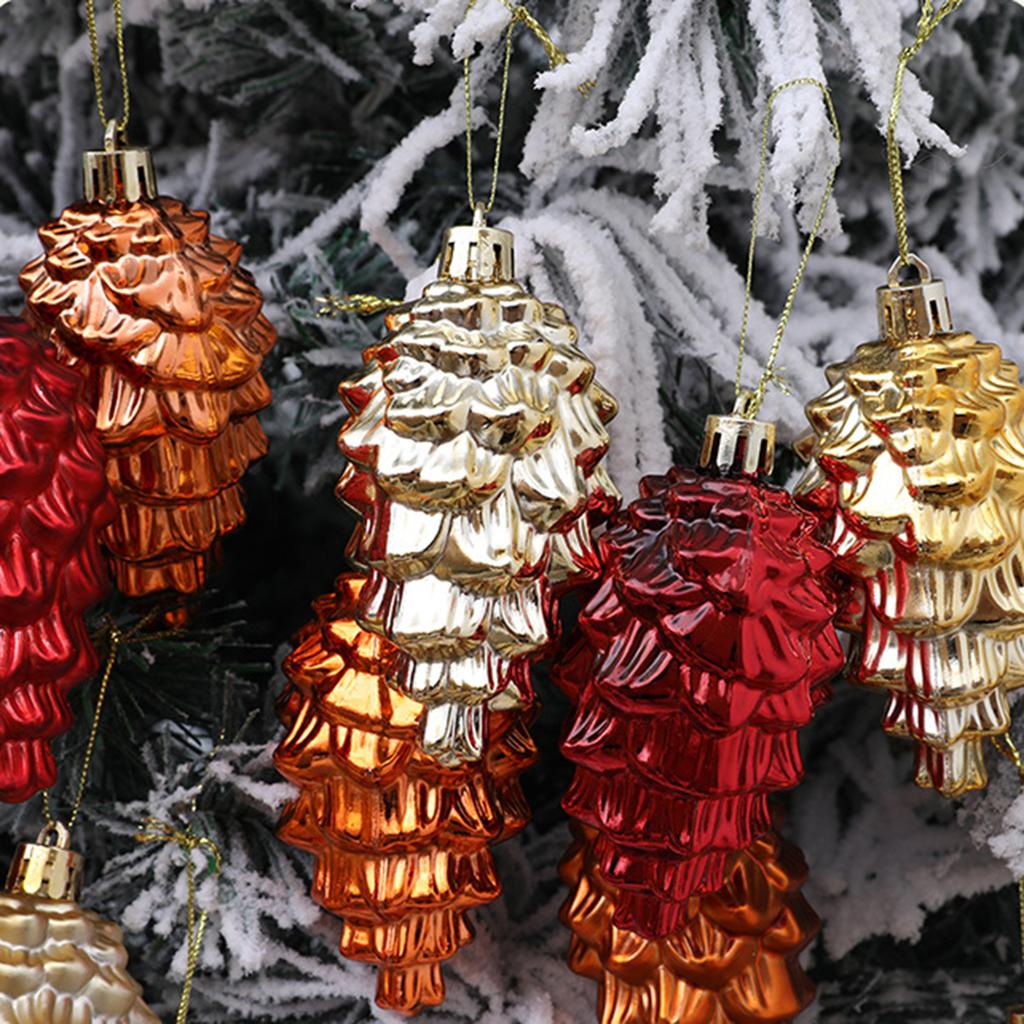 New Christmas Tree Pendant 9cm6pcs with Glossy and Matte Pinecone Christmas Balls