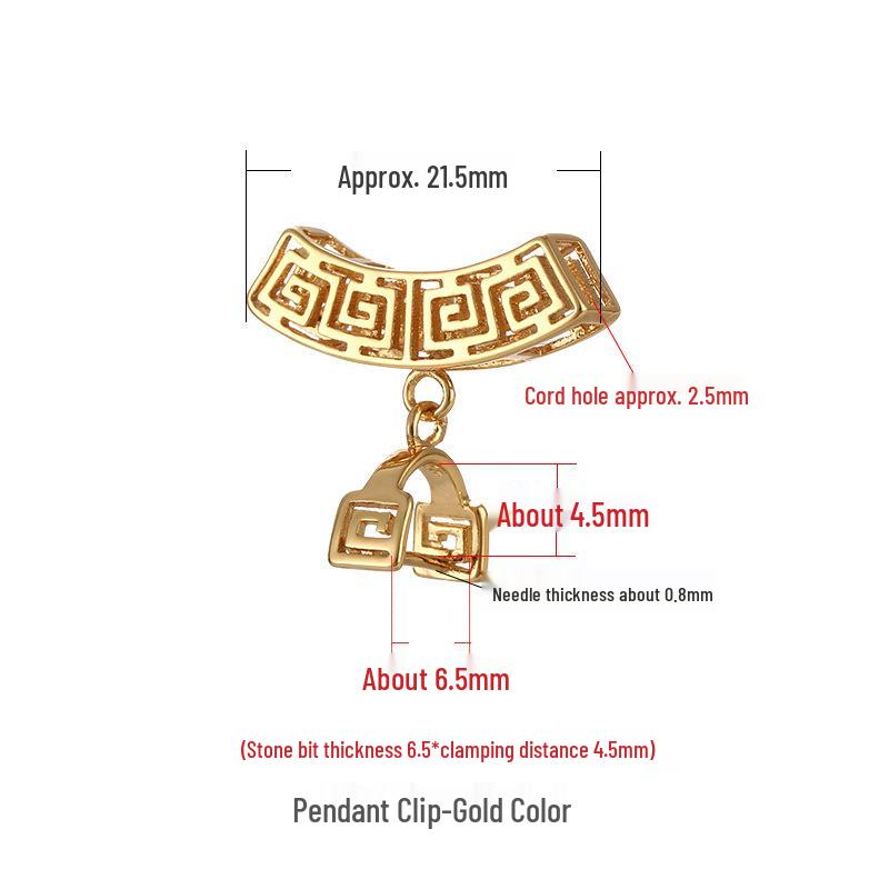 18K Gold-Plated Thai Silver Pendant Bail with Agate Jade Buddha Guanyin Clip