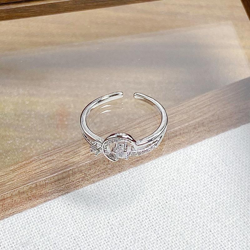 Day Cold Wind Zircon Light Luxury High Sense Open Ring Exquisite Geometric Personality Niche Ring Woman