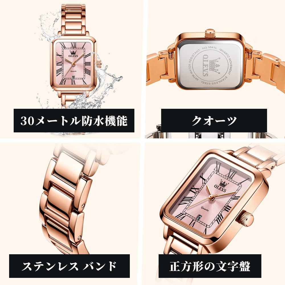 OLEVS Women's Quartz Watch, Simple and Elegant, Luminous, Rose Gold Pink