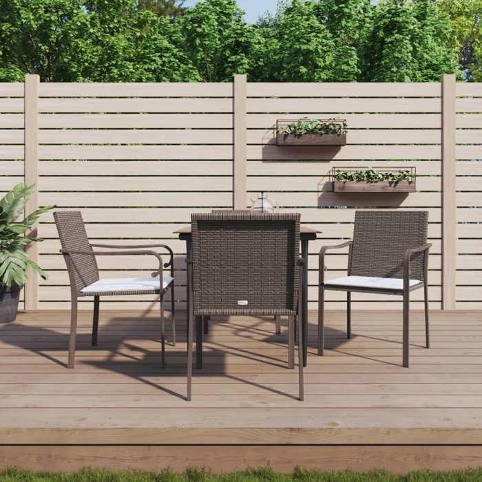 VidaXL Ensemble à Manger de Jardin avec Coussins 5 pcs, Chaises à Manger avec Accoudoirs, Ensemble de Meubles avec Table, 3186938