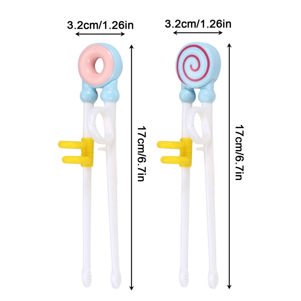Training Chopsticks for Kids 2 Pairs Reusable Silicone Grip Cute Donut Design Learning Utensil for Toddlers Beginners Gift
