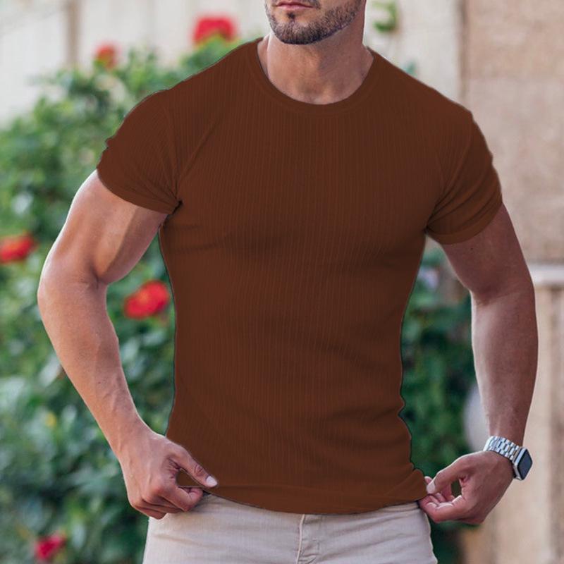 Herren Sommer Sport und Freizeit Vertikaler Streifen Stehkragen T-Shirt