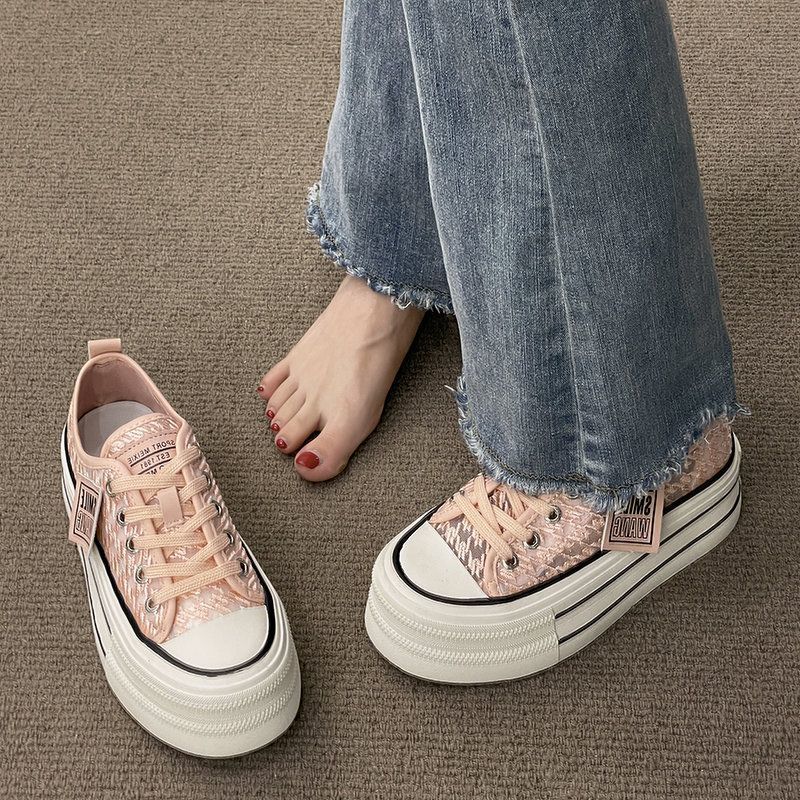 Fashion Canvas Shoes for Women Breathable Spring Autumn High On Platform Woman Footwear Comfortable and Elegant Offer Vulcanized Shoe 39