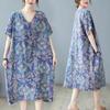 2026 new retro ethnic style summer new literary large size fat MM fattened large printed short-sleeved dress