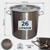 Steel Pot 26L With Metal Lid For Cooking Silver 32.5 Cm