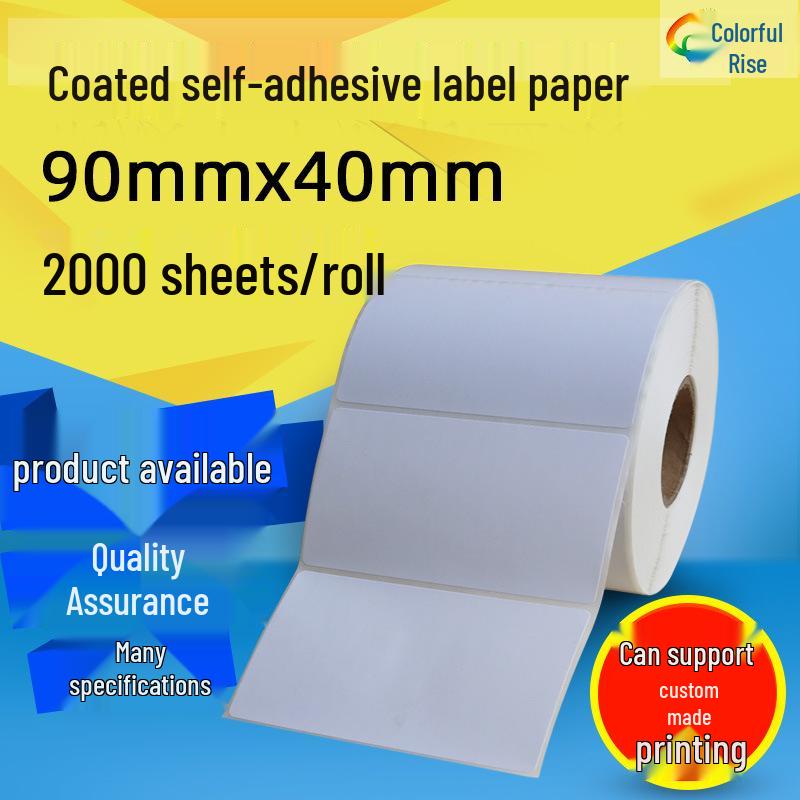 Self-Adhesive 90x40mm Label Paper - 2000 Coated Stickers for Barcode Printing Coated Paper Self-Adhesive