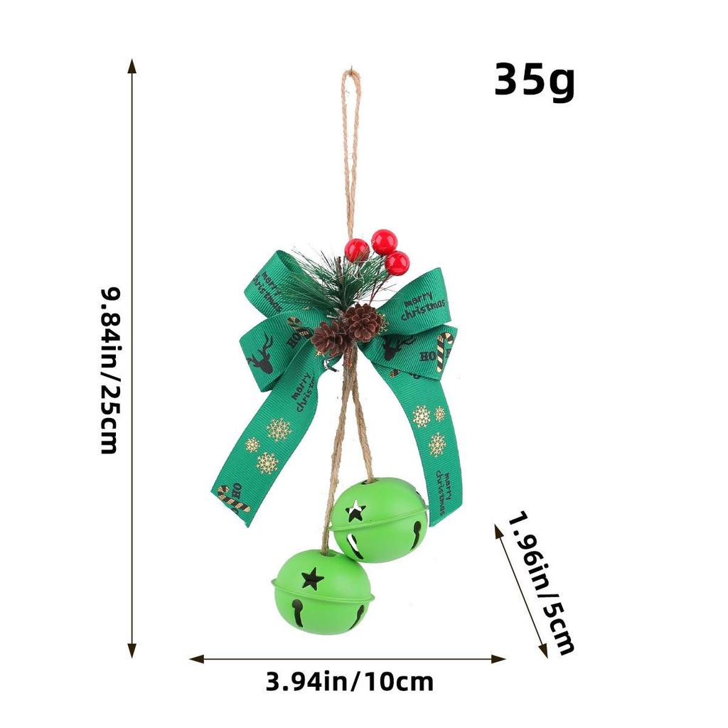 Christmas Bow & Bell Decoration with Hemp Rope and Berries - Tree Ornament