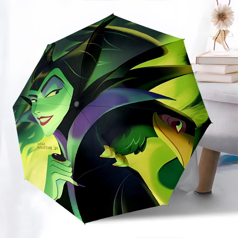 Maleficent Themed Automatic Opening and Closing Umbrella, Brightly Colored 8-rib Portable Umbrella, Suitable for Men and Women, A Perfect Gi