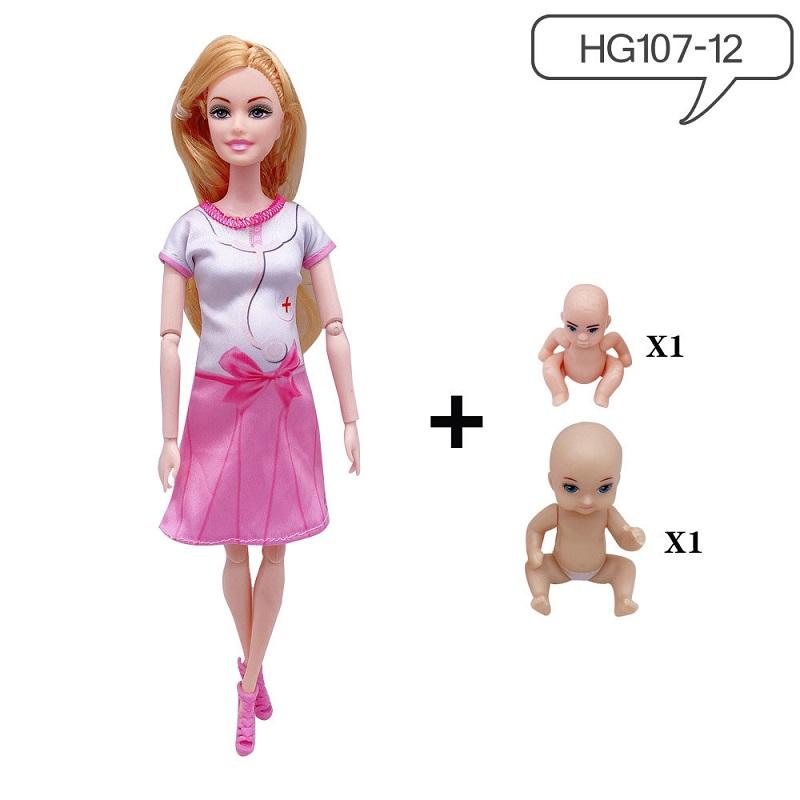 11.5 Inches Pregnant Doll Mom Have 2Pcs Baby In Her Tummy with 1Pc Clothes Educational Dolls Girl Toy for Girl Gift
