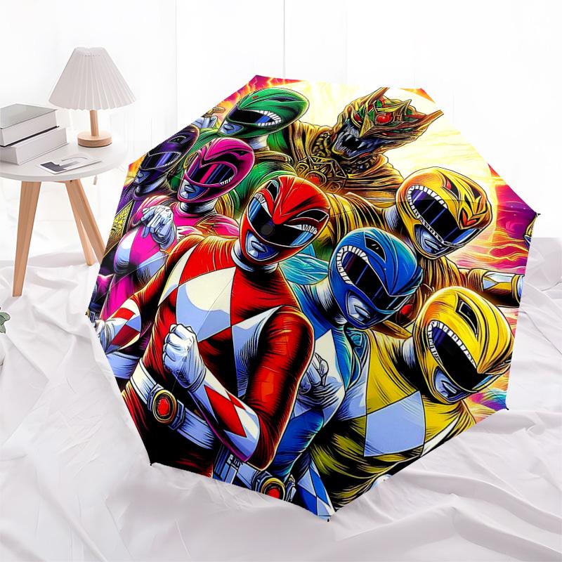 

1pc Power Rangers Auto-Open Umbrella, Portable Folding Design, 8-Bone Iron Frame Outdoor Umbrella, Ideal Gift for Fans, Travelers, Daily Use, Perfect