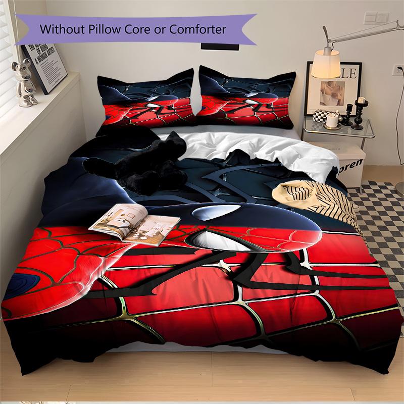 Spiderman Web Shadows Print 3Pcs Bedding Setduvet Cover With 2 Bedropillowcase Home Birthday Gift