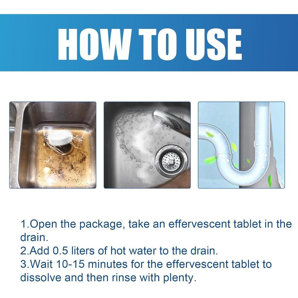 Drain Cleaner, Delighteal Pipeline Dredging Agent, Can Quickly Dissolving Blockages, For Kitchen and Toilet Pipelines, Drain Clog Remove