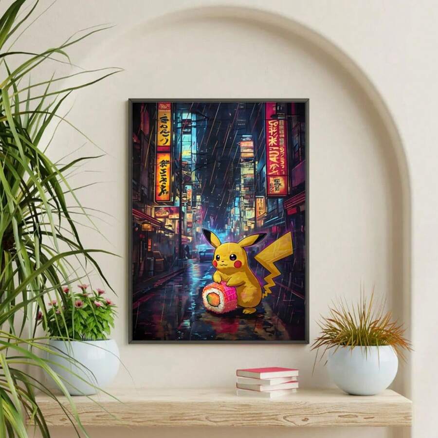 6 Styles Anime Pokemon Posters Pikachu Bulbasaur Charmander Squirtle Wall Art Modern Children Room Home Decoration Gift Unframed