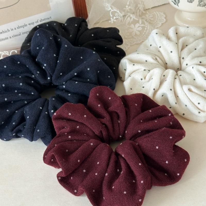 Fabric Polka Dot Large Intestine Hair Band for Women Fabric High Elasticity Hair Tie Bun Simple Ponytail Bow Knot Hair Accessory