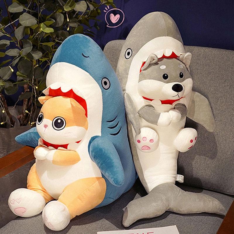 Shark Cat And Dog Plush Toy Soft And Cuddly Gift For Kids, Room Decoration