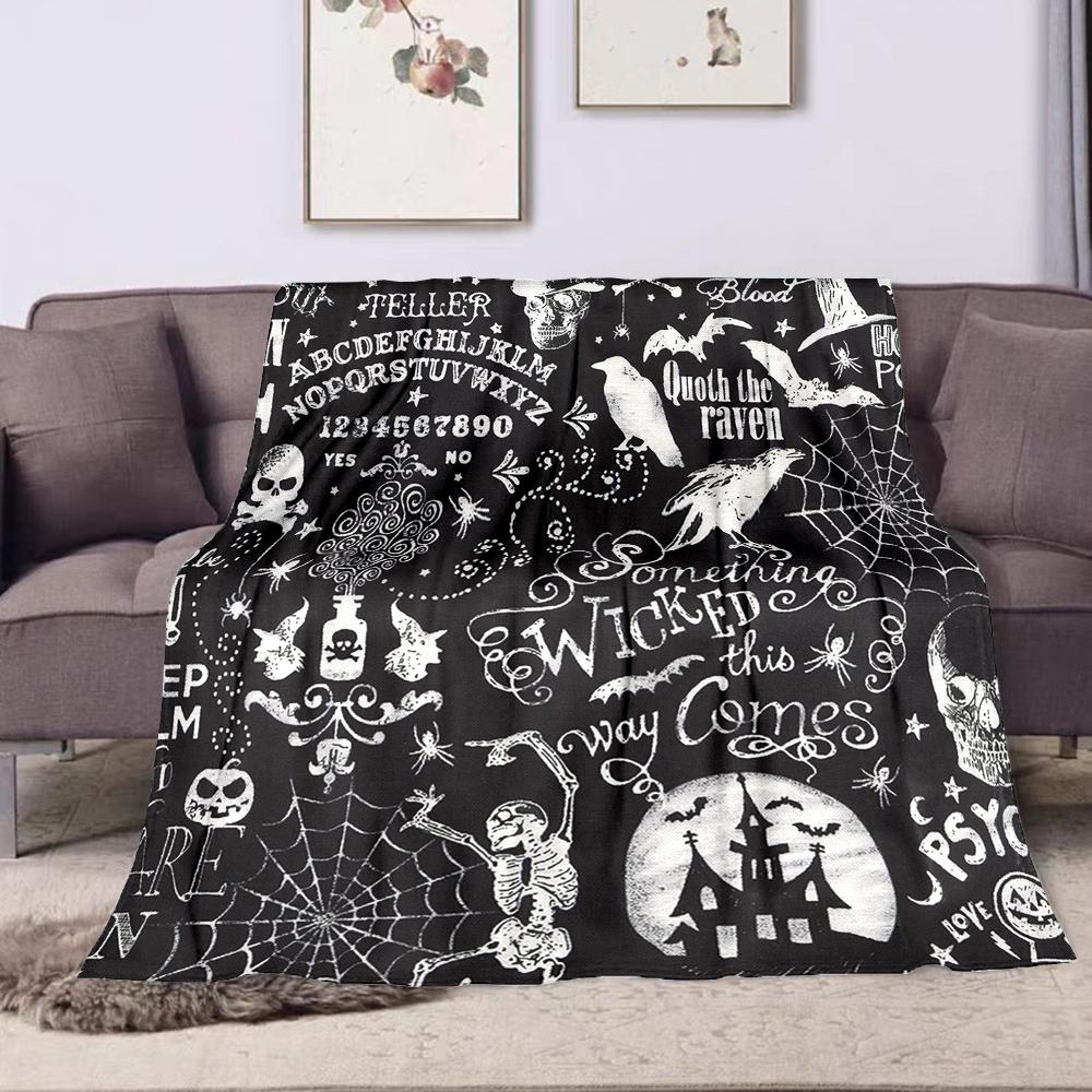 Halloween Gothic Design Blanket Patterned Flannel Blanket Perfect for the Bedroom Living Room, Sofa, or a Little Nap