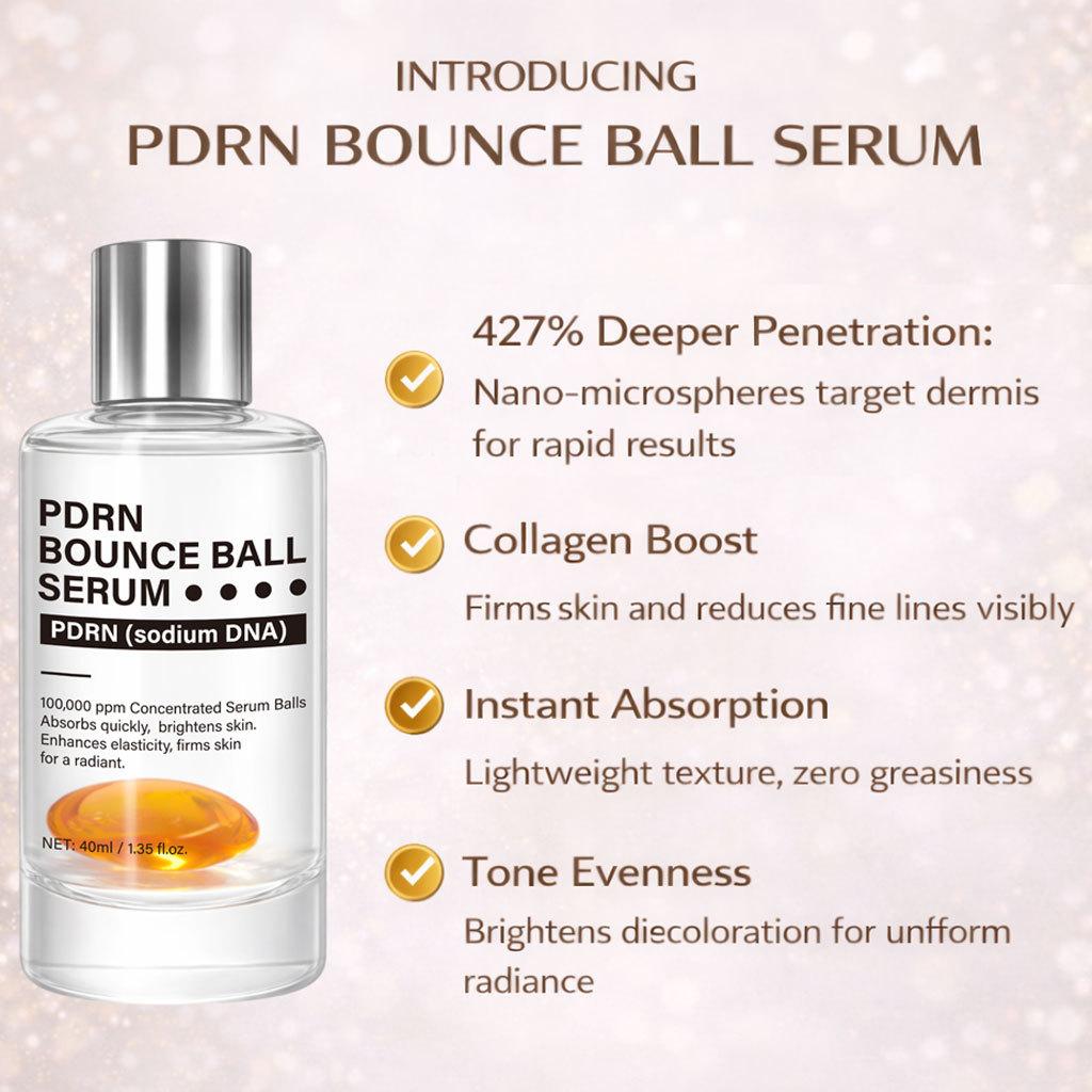 PDRN Elastischer Ball Serum 40ml, Lifting & Straffung Anti-Falten, Feuchtigkeitsspendende Reparatur, Verbessert feine Linien, Neutrale Verpackung, Unisex