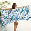 Watercolor Whale & Ocean Creature Beach Towel, Soft Microfiber Quick Dry Bath Towel, Sand-Free Large Towel for Summer Beach Pool