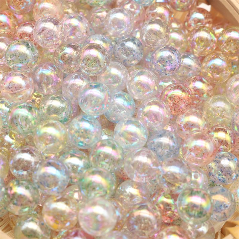 Acrylic Iridescent AB Glossy Round Onion Powder Beads for DIY Jewelry and Accessories 8mm Mix 10g ~35pcs