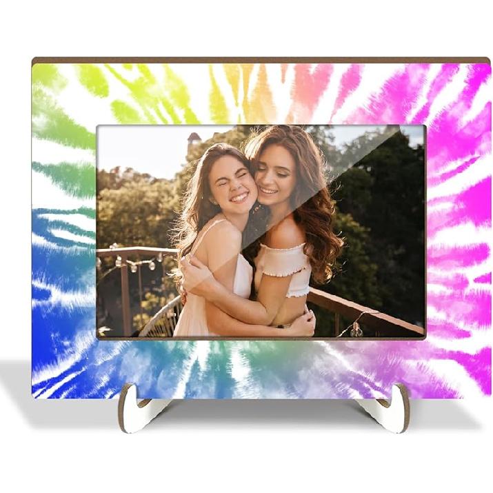 Leopard Print Picture Frames, Decorative Wood Photo Frames Birthday Gifts for Sister Women Girls Mom Daughter Tabletop Display 4x6 Photo Living Room