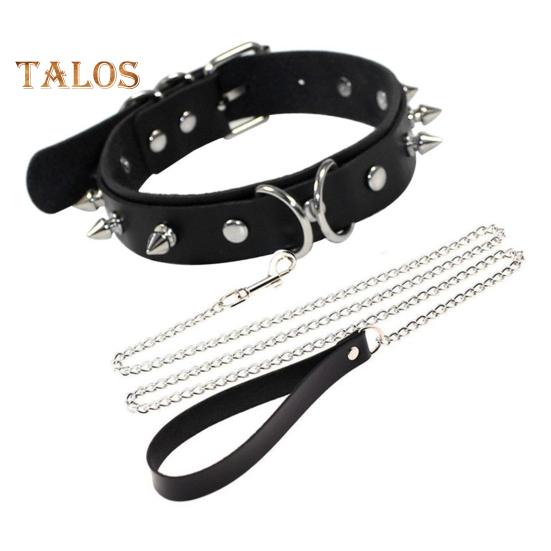 2Pcs/Set Rivet Necklace with Leash Adjustable Length Rivet Decor Collar Rope Set Couple Sexy Necklace Adult Erotic Products