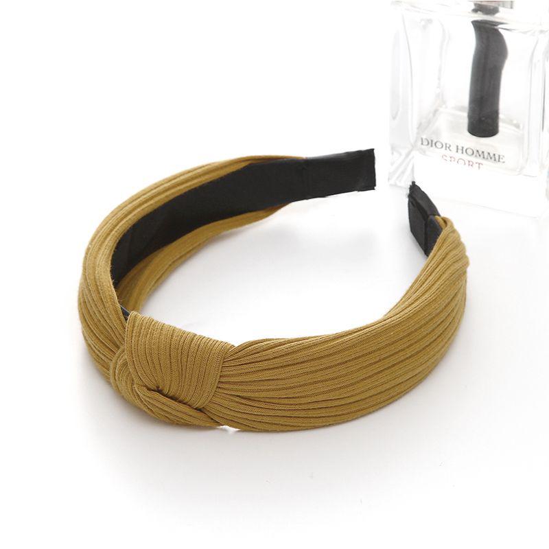 Pure Color Fabric Hair Decoration Ladies Simple Manual Production Knot Wide Edge Hair Hoop Head Hoop